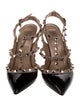 Valentino Rockstud Accents Patent Leather T-Strap Pumps