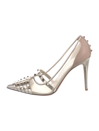 Valentino Rockstud Accents Leather Pumps