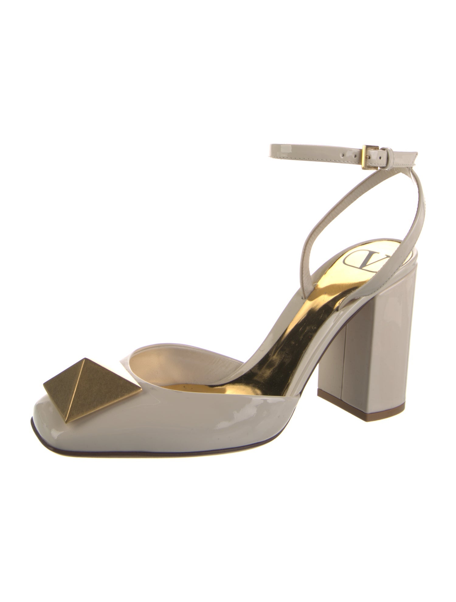 Valentino Rockstud Accents Patent Leather Slingback Pumps