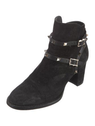 Valentino Rockstud Accents Suede Boots