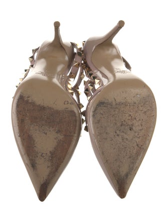 Valentino Rockstud Accents Patent Leather T-Strap Pumps