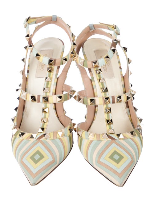 Valentino 1973 Pattern Leather T-Strap Pumps