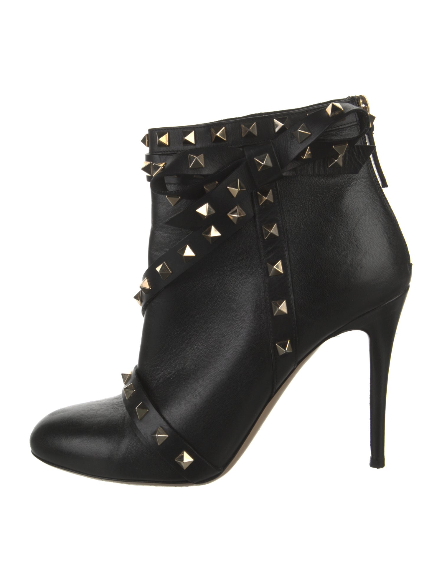 Valentino Rockstud Accents Leather Lace-Up Boots
