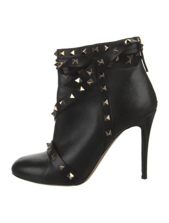 Valentino Rockstud Accents Leather Lace-Up Boots