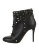 Valentino Rockstud Accents Leather Lace-Up Boots
