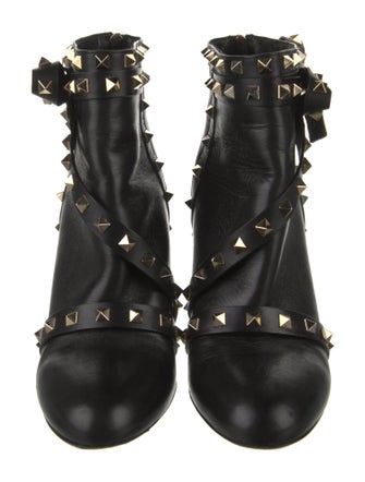 Valentino Rockstud Accents Leather Lace-Up Boots