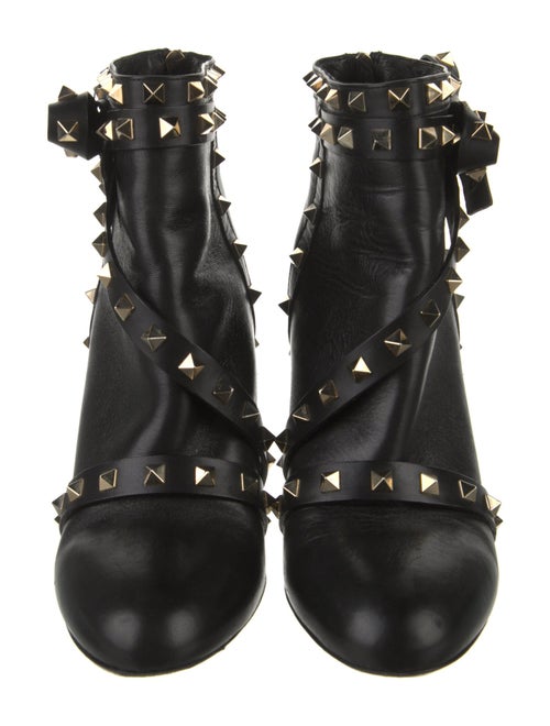 Valentino Rockstud Accents Leather Lace-Up Boots