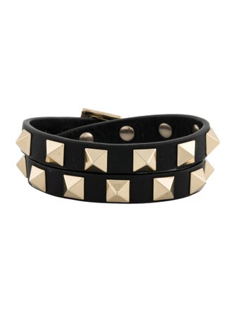 Valentino Rockstud Leather Wrap Bracelet