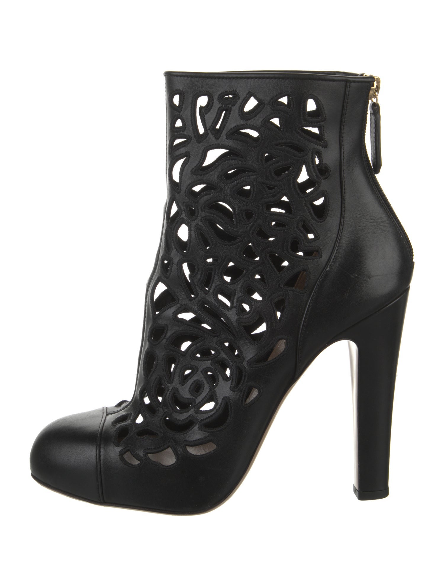Valentino Leather Lasercut Accents Boots