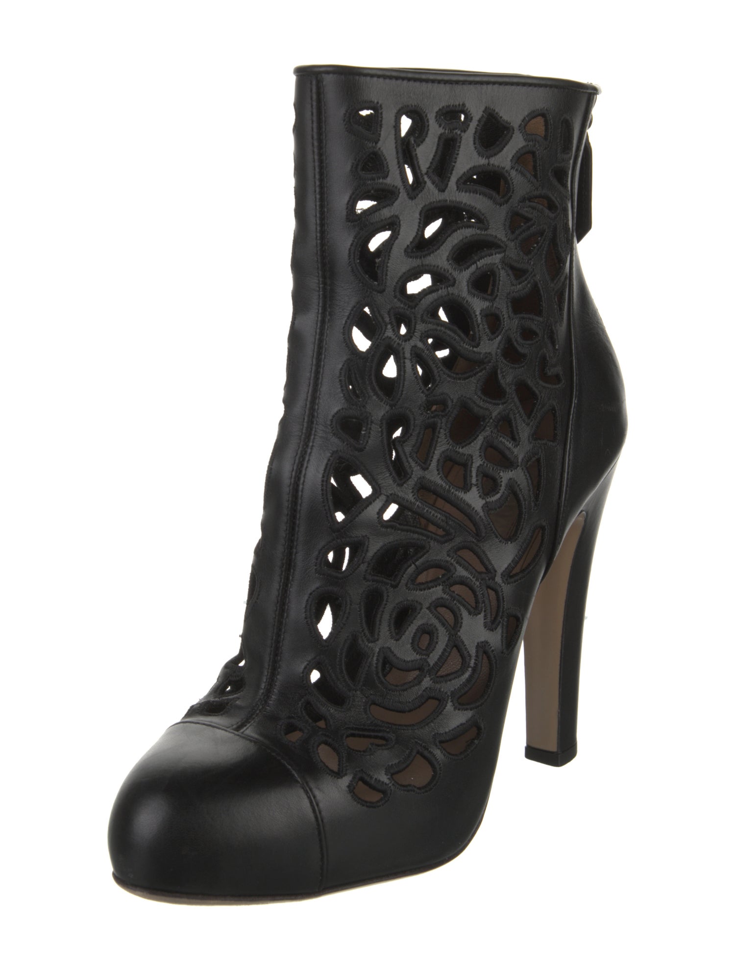 Valentino Leather Lasercut Accents Boots