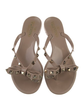 Valentino Rockstud Accents Rubber Slides