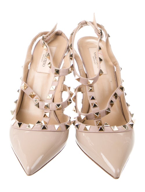 Valentino Rockstud Accents Patent Leather T-Strap Pumps