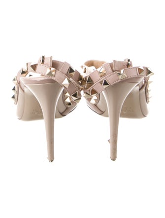 Valentino Rockstud Accents Patent Leather T-Strap Pumps