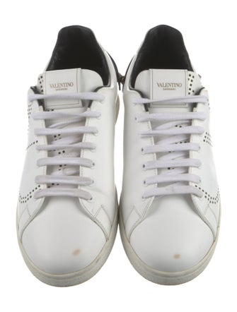 Valentino Rockstud Accents Leather Sneakers