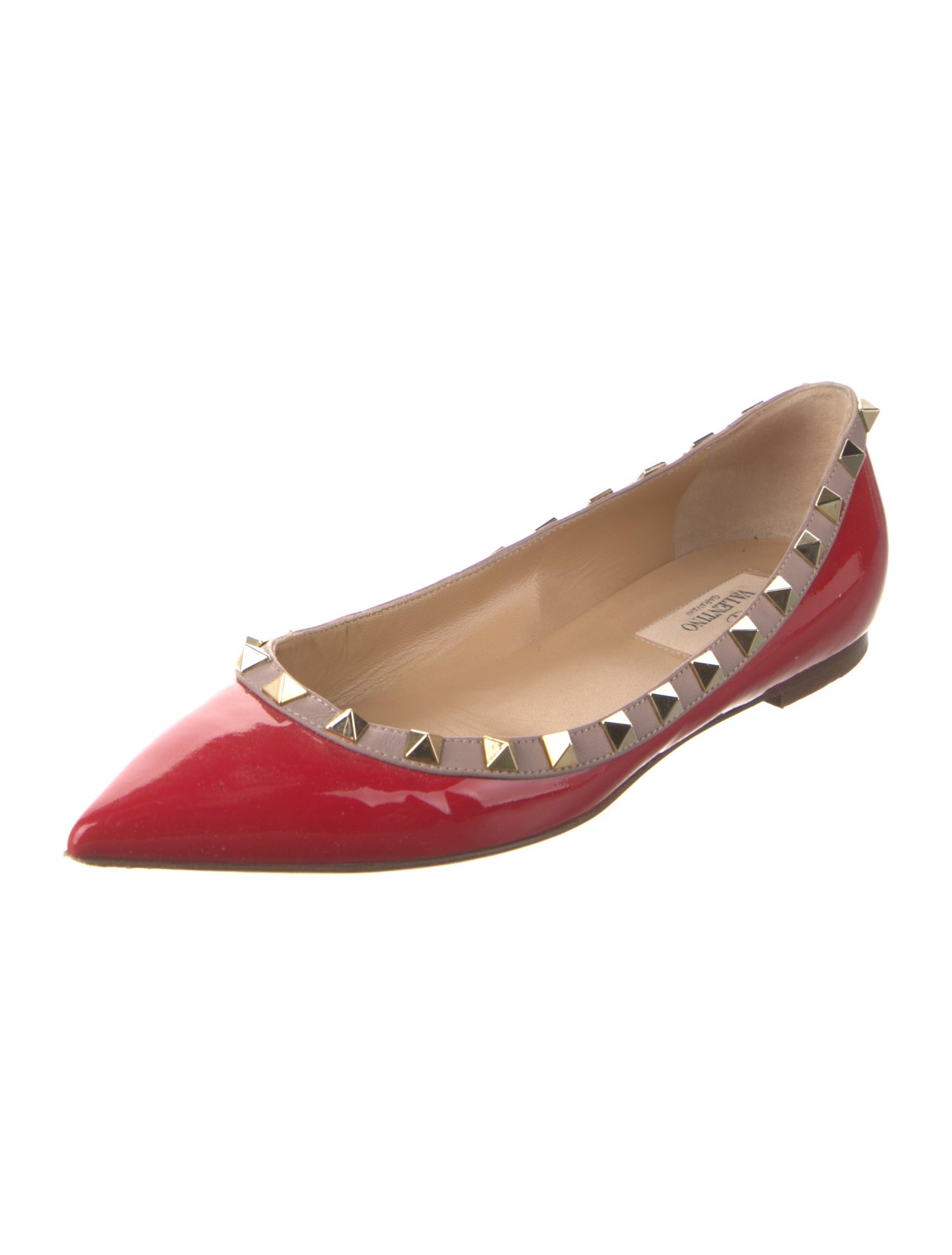 Valentino Rockstud Accents Patent Leather Ballet Flats