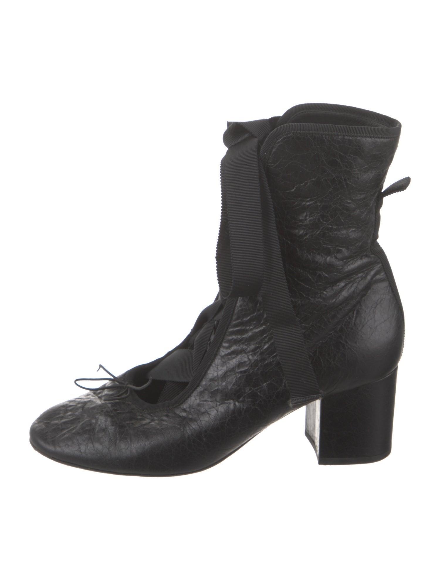 Valentino Leather Bow Accents Lace-Up Boots