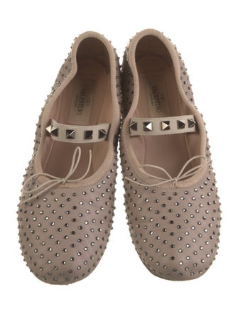 Valentino Rockstud Accents Leather Mary Jane Flats