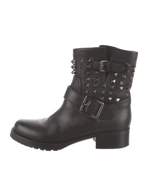 Valentino Rockstud Accents Leather Moto Boots