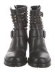 Valentino Rockstud Accents Leather Moto Boots