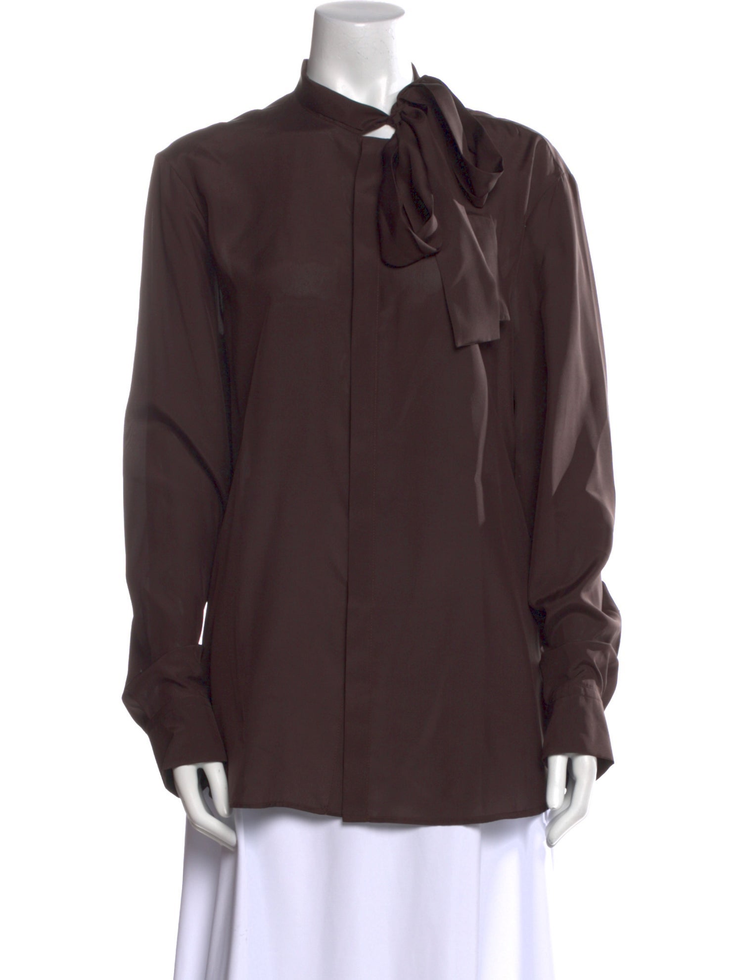 Valentino Silk Mock Neck Button-Up Top