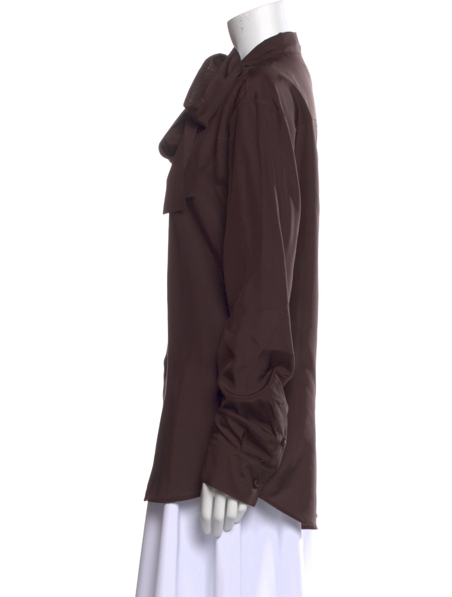 Valentino Silk Mock Neck Button-Up Top