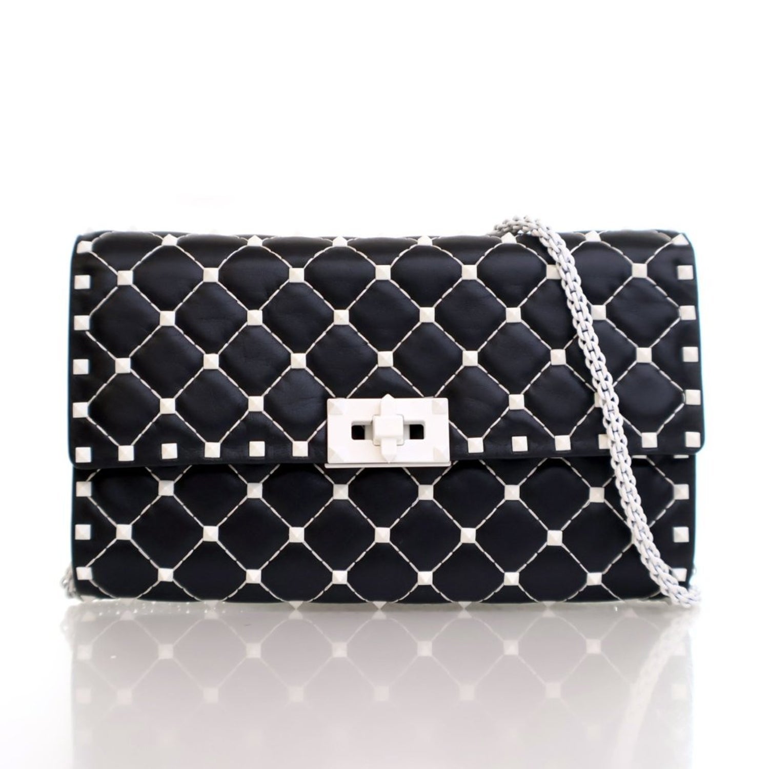 Valentino Lambskin Free Rockstud Spike Wallet On Chain