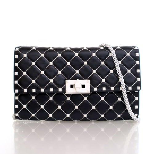 Valentino Lambskin Free Rockstud Spike Wallet On Chain