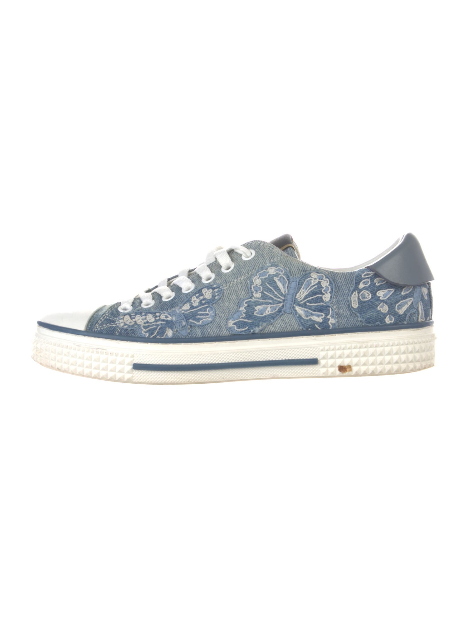 Valentino Rockstud Accents Denim Sneakers