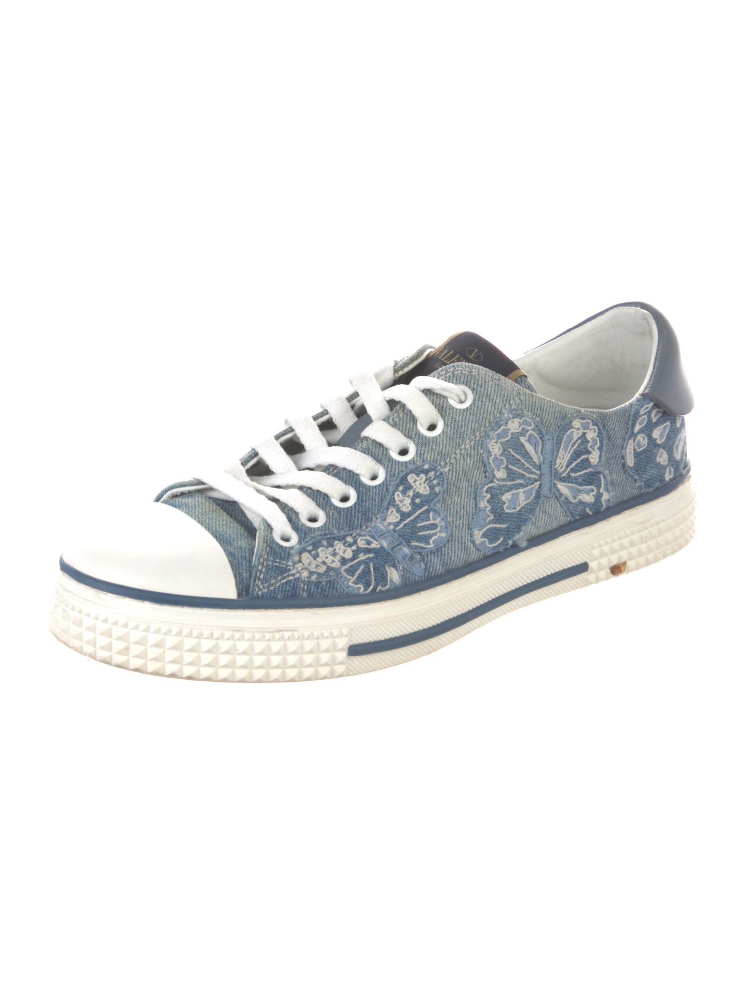 Valentino Rockstud Accents Denim Sneakers