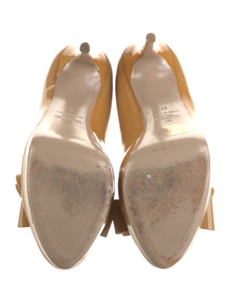 Valentino Patent Leather Bow Accents Slides