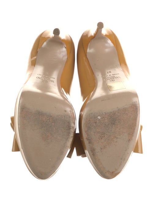 Valentino Patent Leather Bow Accents Slides