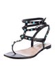 Valentino Leather Studded Accents T-Strap Sandals