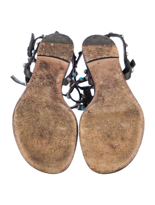 Valentino Leather Studded Accents T-Strap Sandals