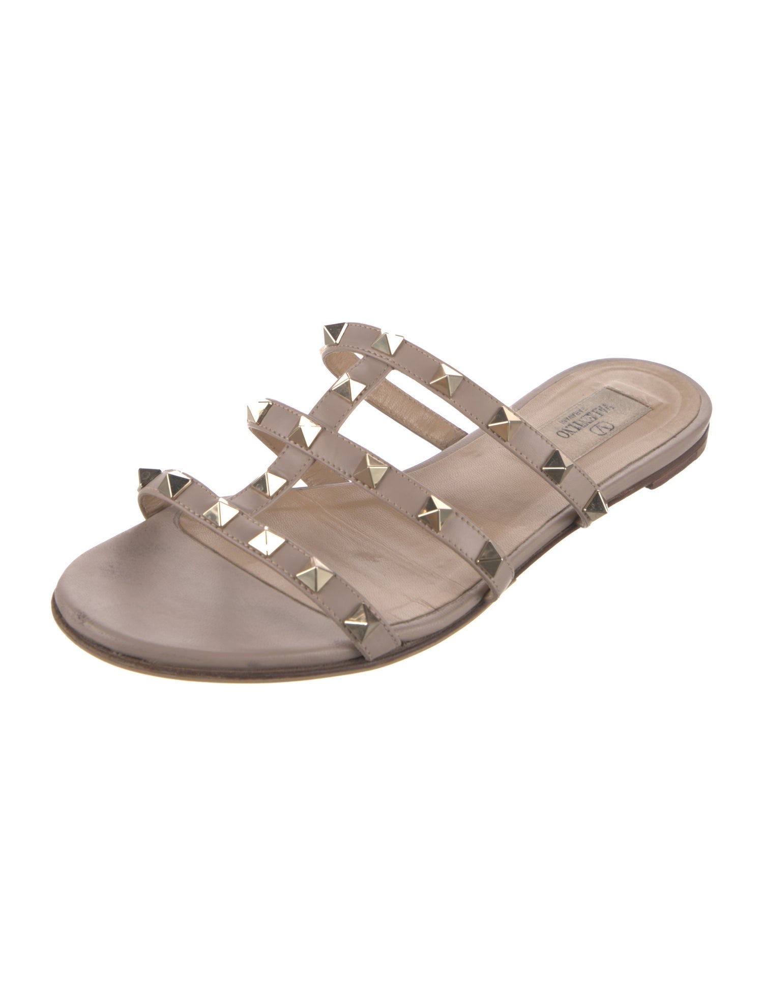 Valentino Rockstud Accents Leather Slides