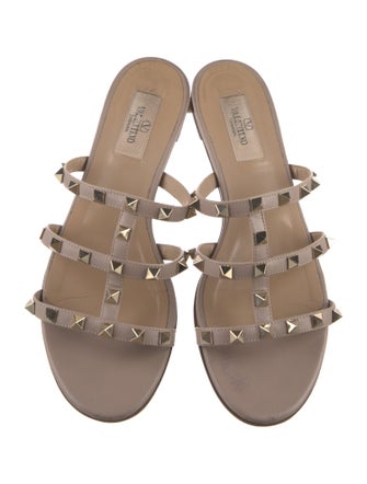 Valentino Rockstud Accents Leather Slides