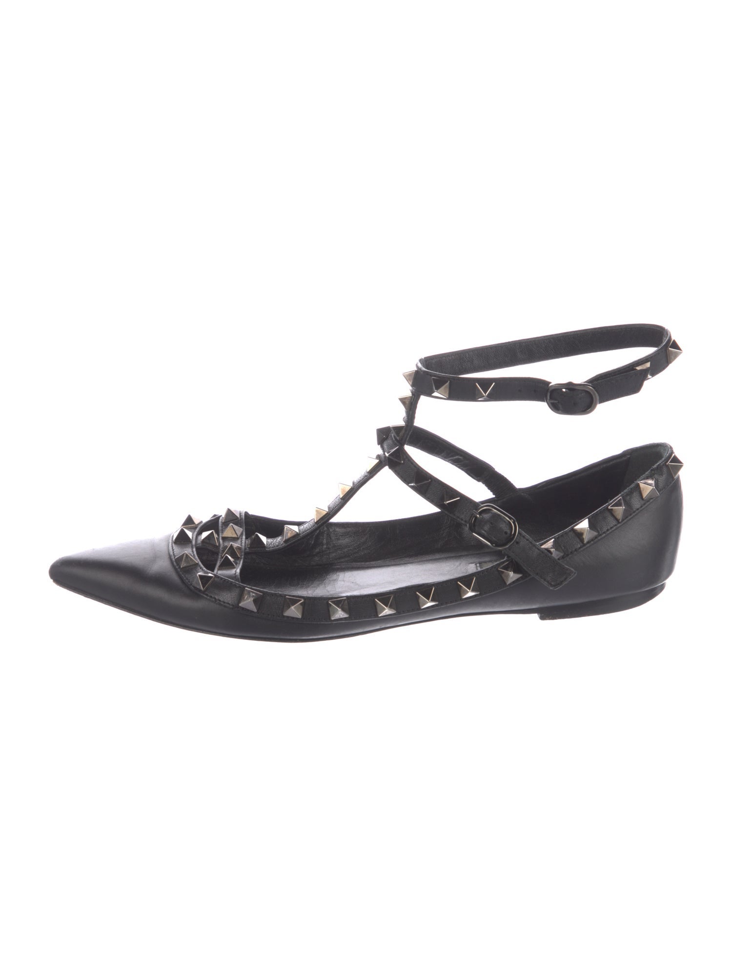 Valentino Rockstud Accents Leather Ballet Flats