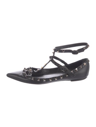 Valentino Rockstud Accents Leather Ballet Flats