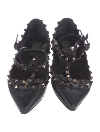 Valentino Rockstud Accents Leather Ballet Flats