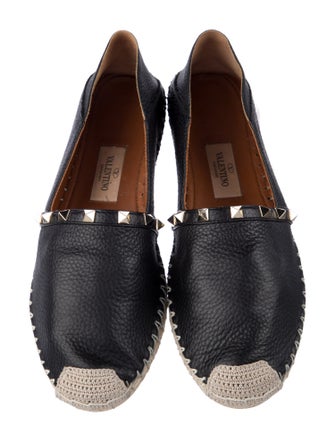 Valentino Rockstud Accents Leather Espadrilles