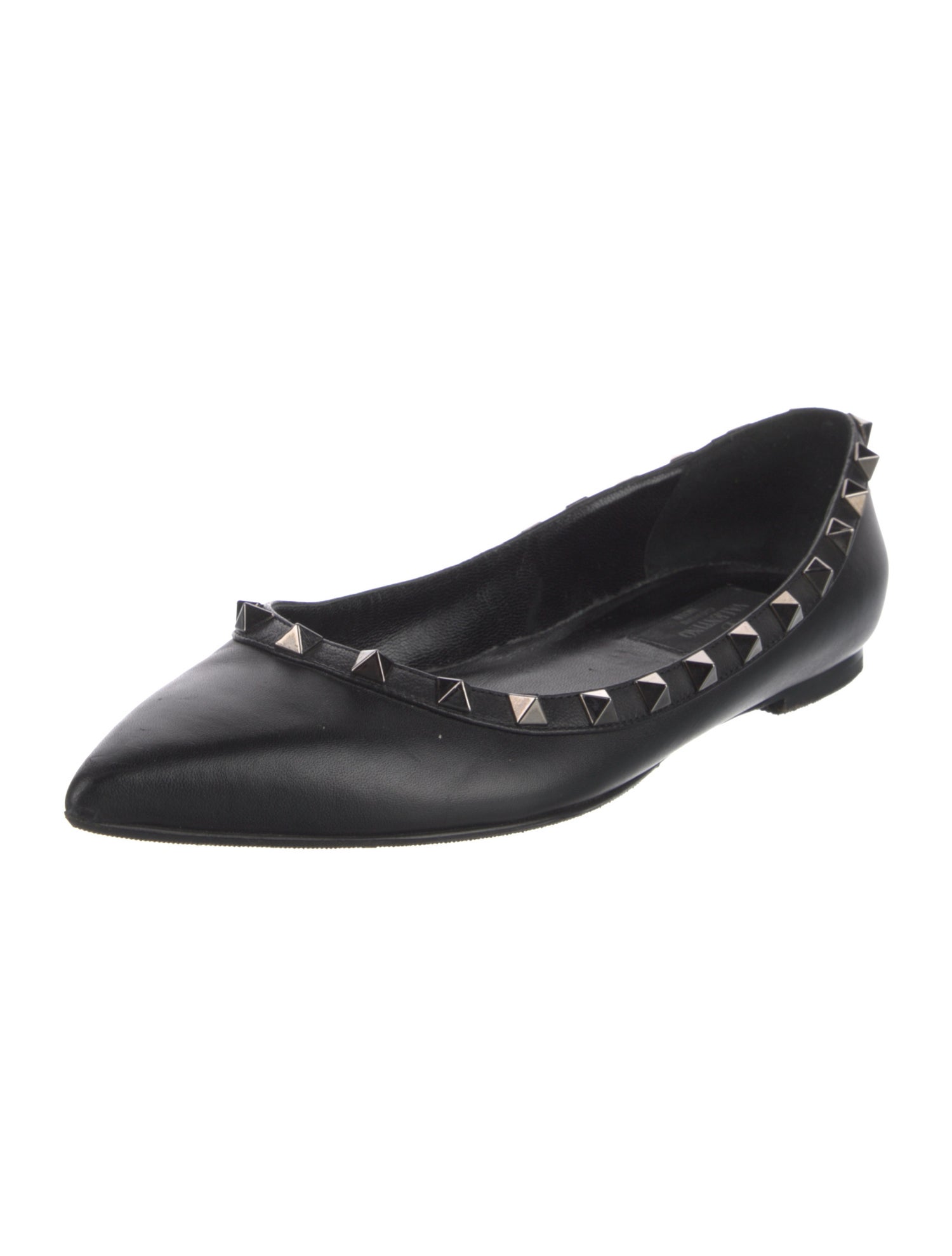 Valentino Rockstud Accents Leather Ballet Flats