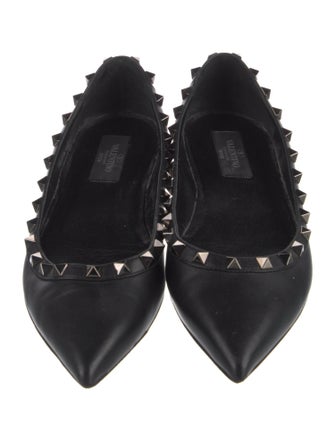 Valentino Rockstud Accents Leather Ballet Flats