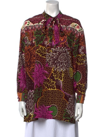 Valentino Floral Print Mock Neck Tunic