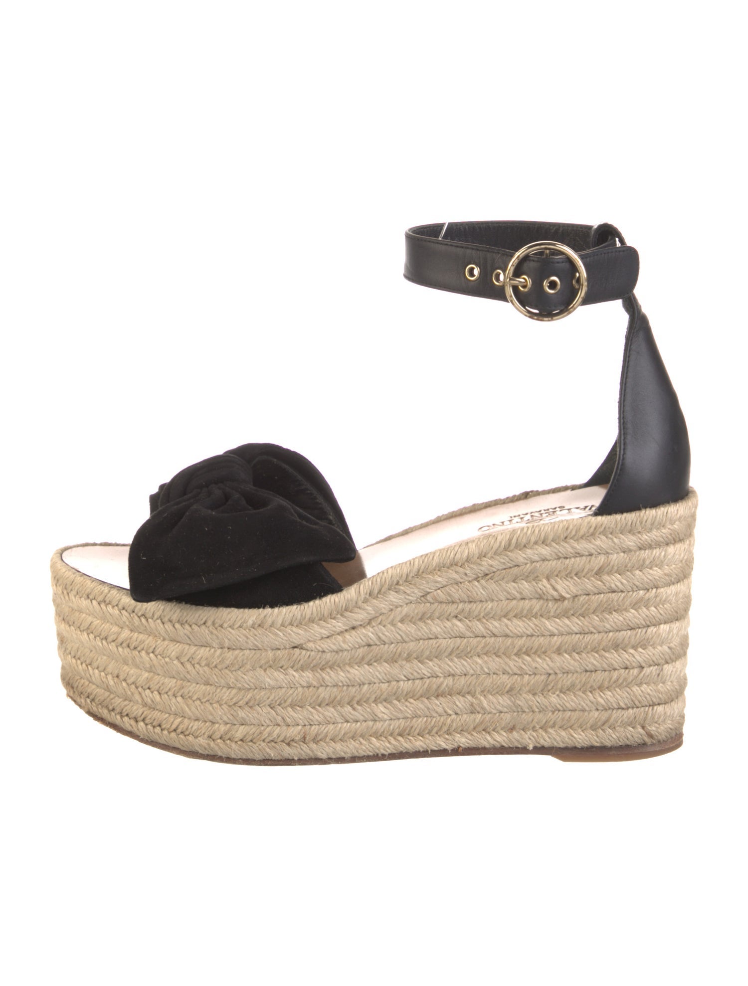 Valentino Leather Bow Accents Espadrilles