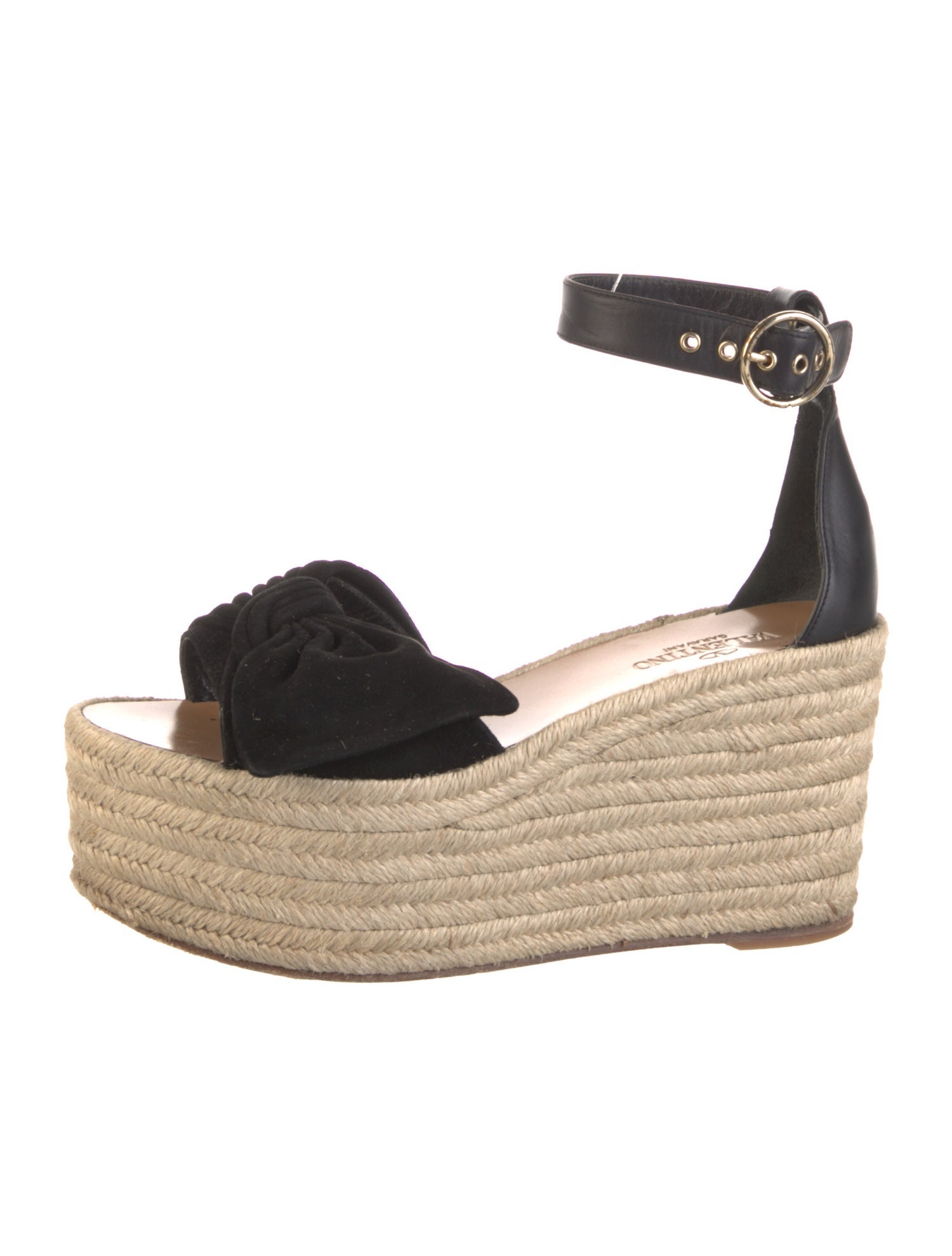 Valentino Leather Bow Accents Espadrilles