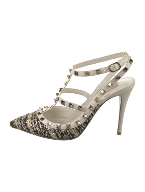 Valentino Rockstud Accents Leather T-Strap Pumps