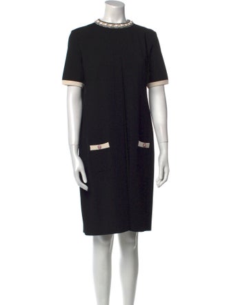 Valentino Mock Neck Knee-Length Dress