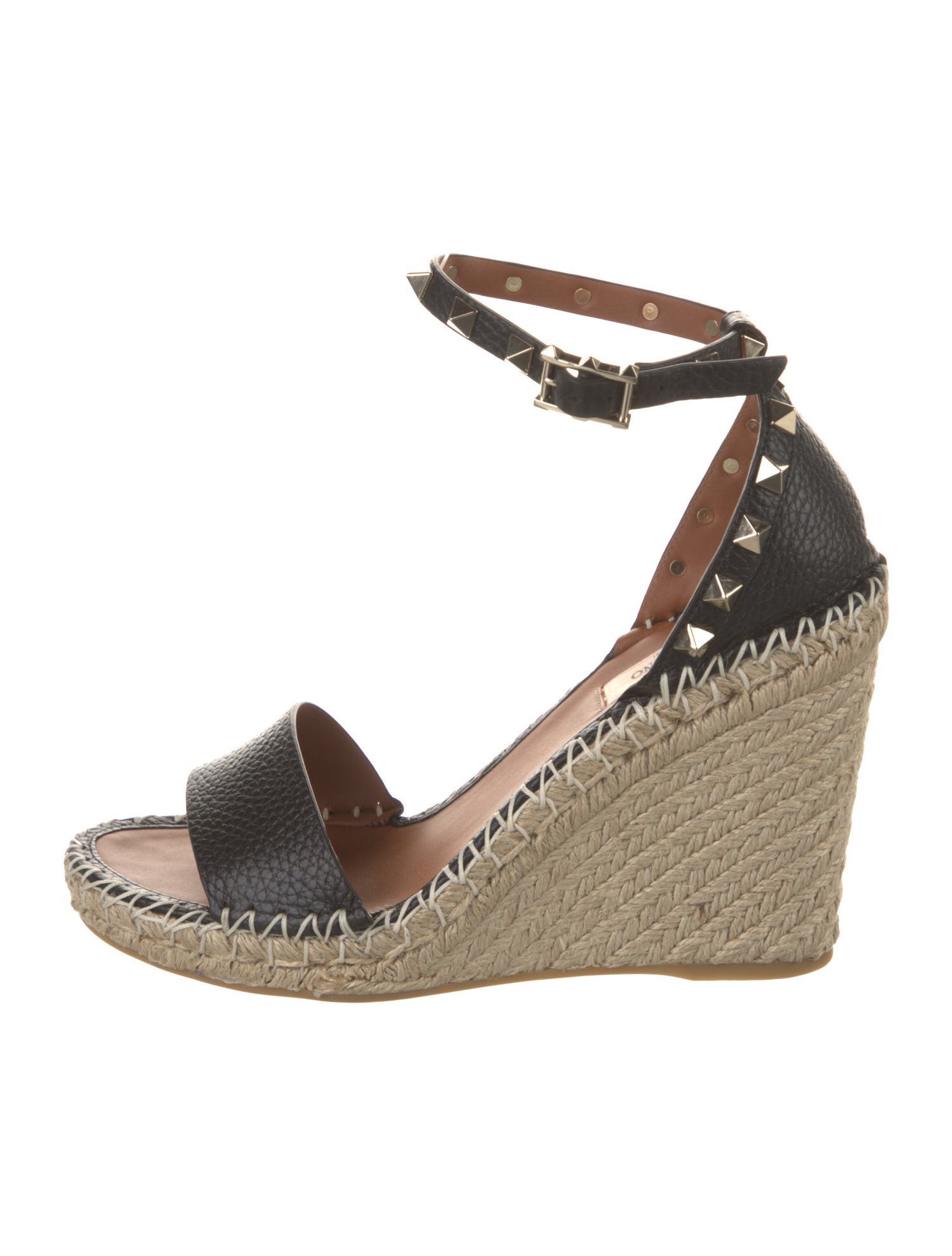 Valentino Rockstud Accents Leather Espadrilles