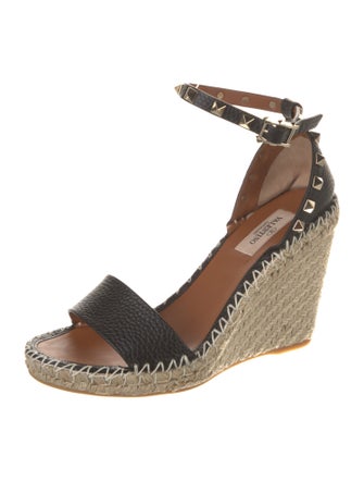 Valentino Rockstud Accents Leather Espadrilles