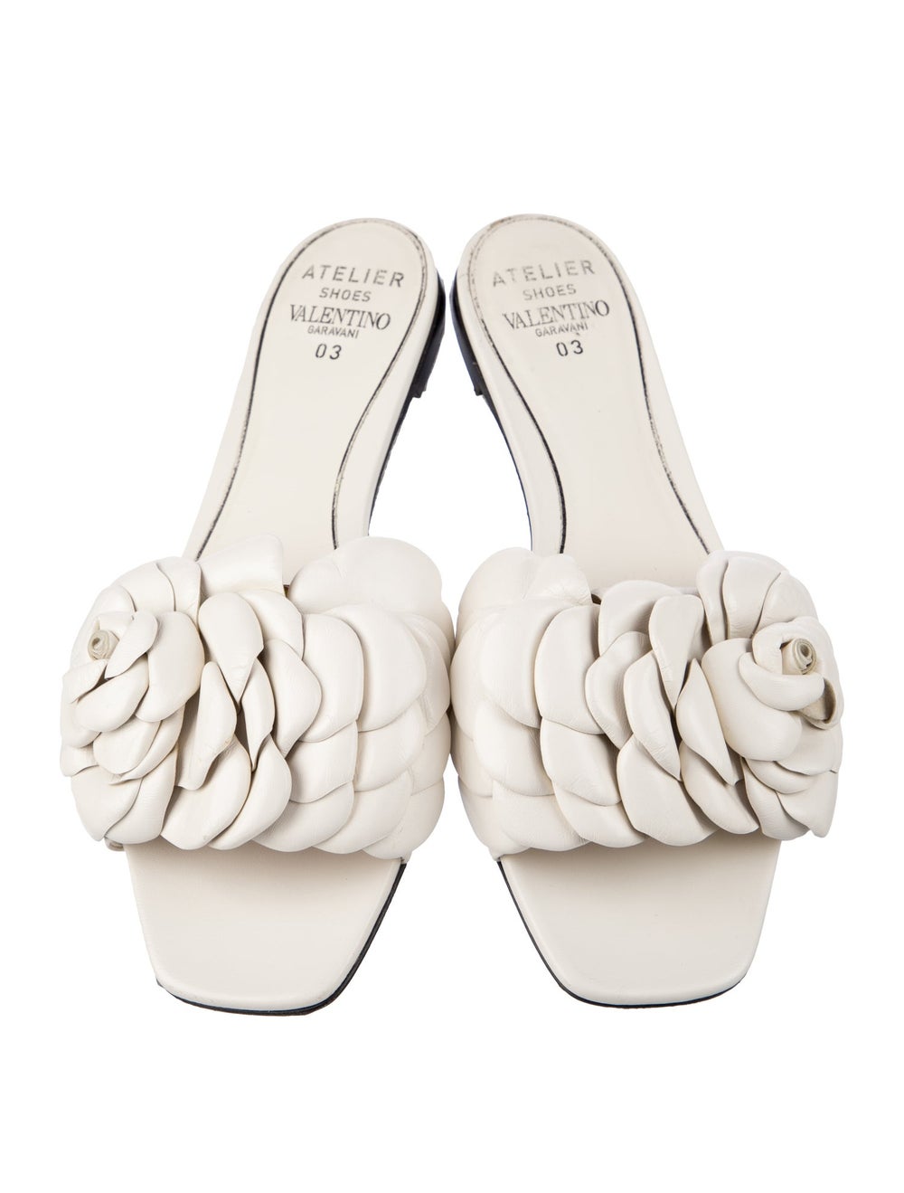 Valentino Leather Slides White Colorblock Pattern - image 3
