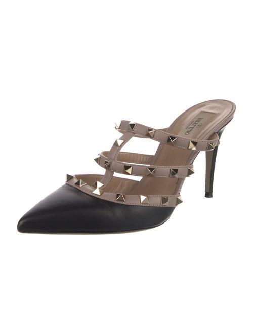 Valentino Rockstud Accents Leather Mules
